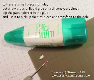 Make inlay easier with the right tools: silicone craft sheet, paper piercer and liquid glue