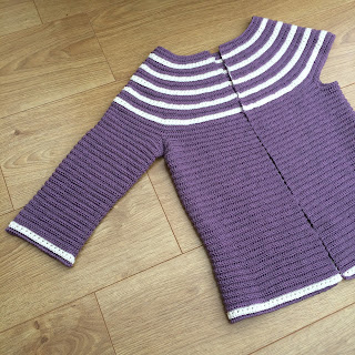 Crochet cardigan with one arm complete