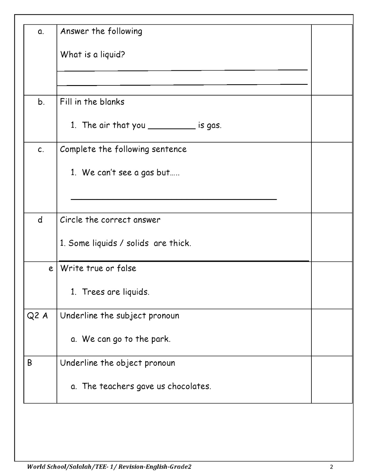 Homework For Grade 2 As On 09/01/2018 WORLD SCHOOL OMAN - Homework For Grade 2 As On 09/01/2018 WORLD SCHOOL OMAN