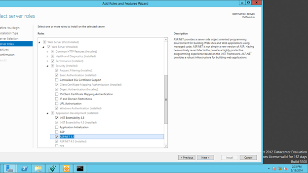 Installation of Exchange Server 2010 on Windows Server 2012.