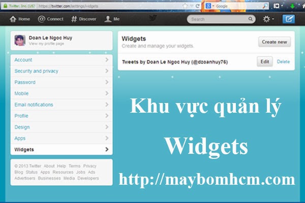 Thêm widgets Twitter timeline vào blogger
