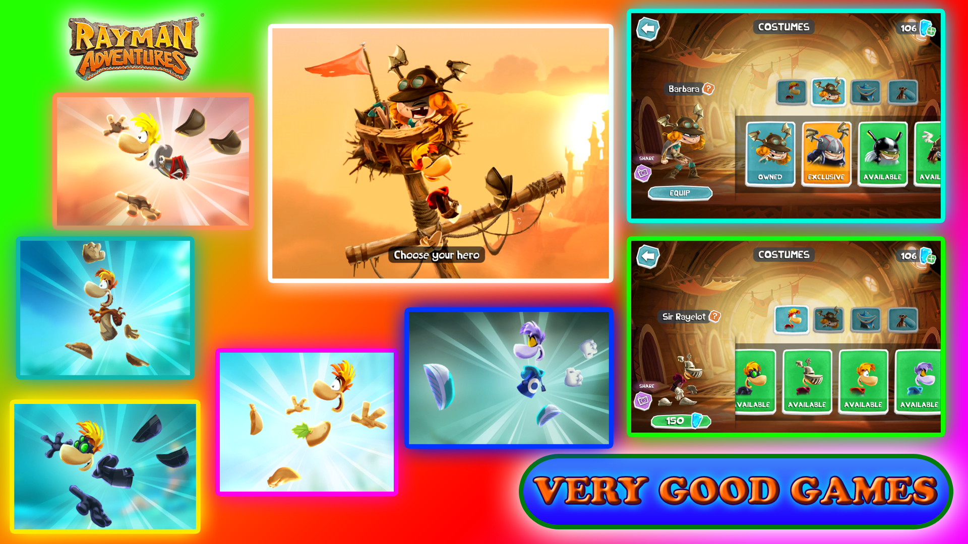 Screenshots from Rayman Adventures with game heroes