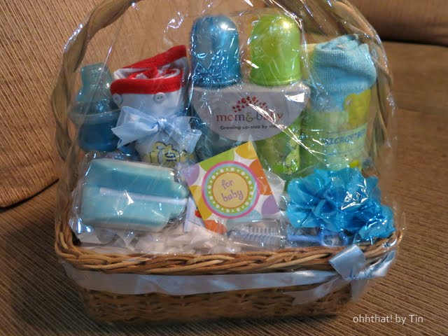 Blue Green Yellow Baby Shower Gift Basket