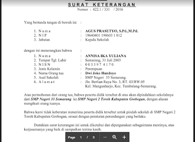 Contoh Surat Penerimaan Siswa Pindahan Dari Sekolah Lain ~ Contoh SK