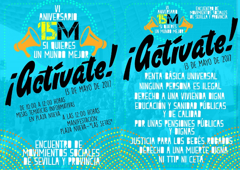 ¡ACTÍVATE! 13 MAYO: 10-12h Mesas temáticas en Plaza Nueva. 12h Manifestación hasta "Las Setas".