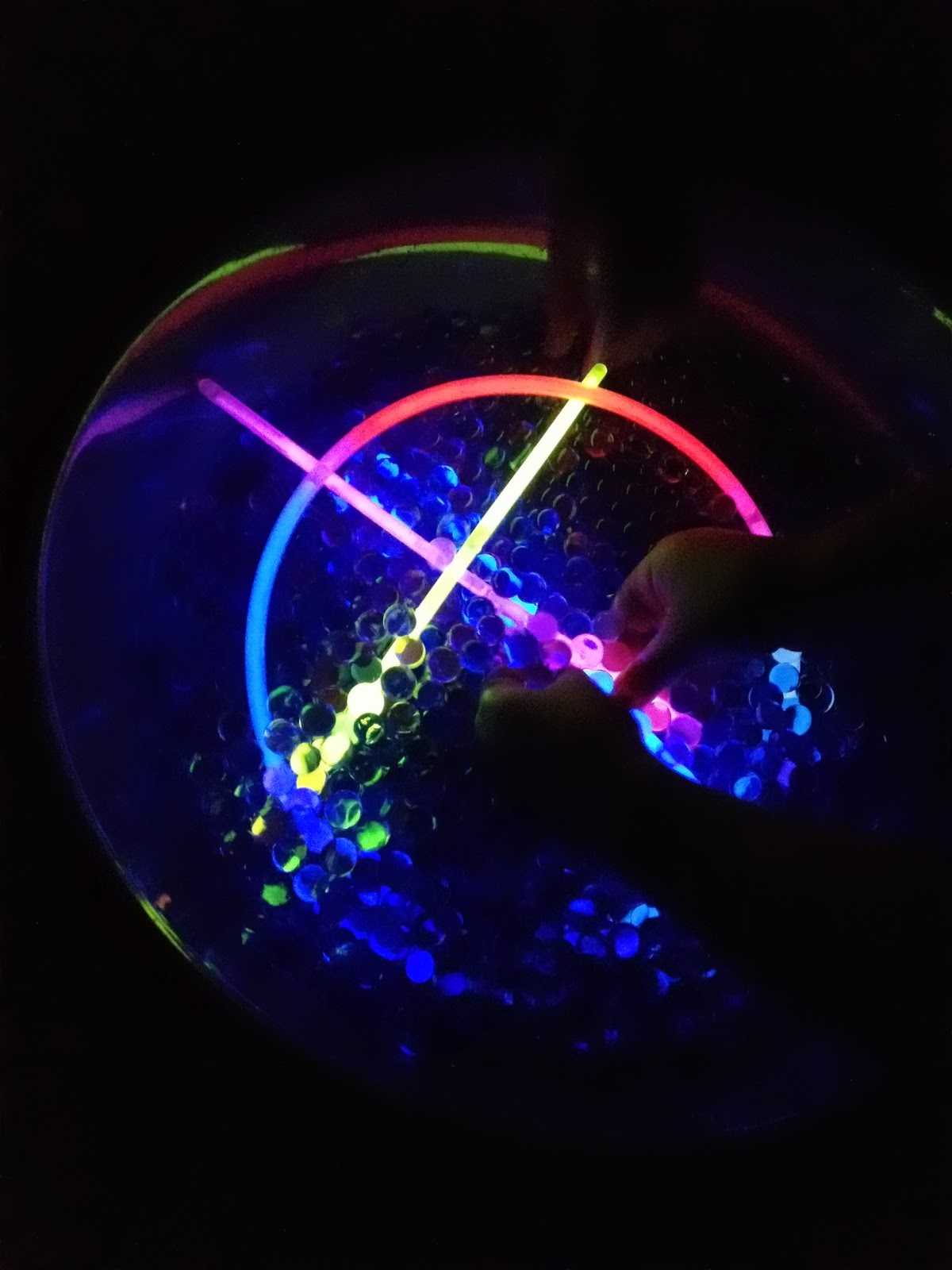 Sensory Play Keeps Tantrums Away Glow Sticks & Water Beads