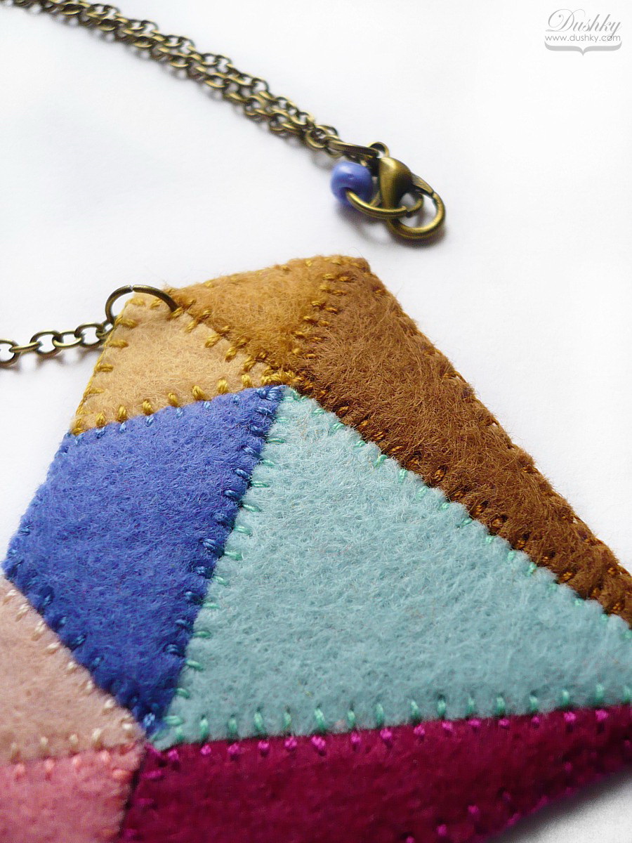 pendant by #dushky | #jewelry #accessories #felt #geometric #necklace #pendant #diamond #pastel #dusty #rose