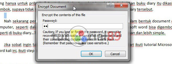 Cara memberi password pada Microsoft word 