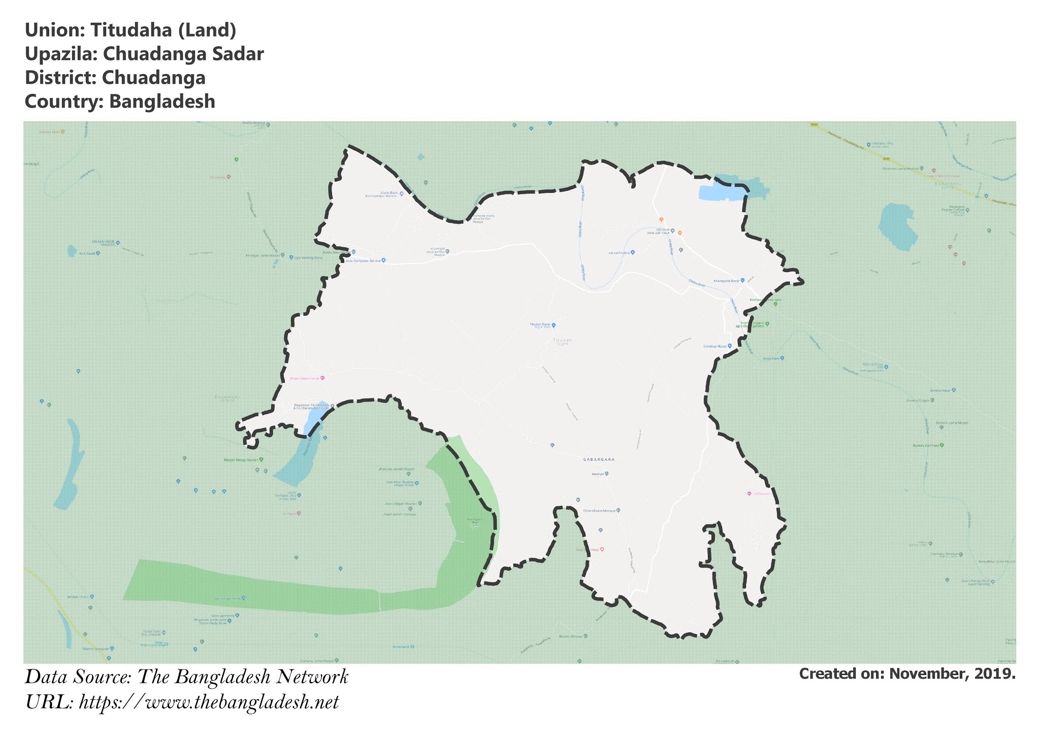 Map of Titudaha of Chuadanga, Bangladesh.