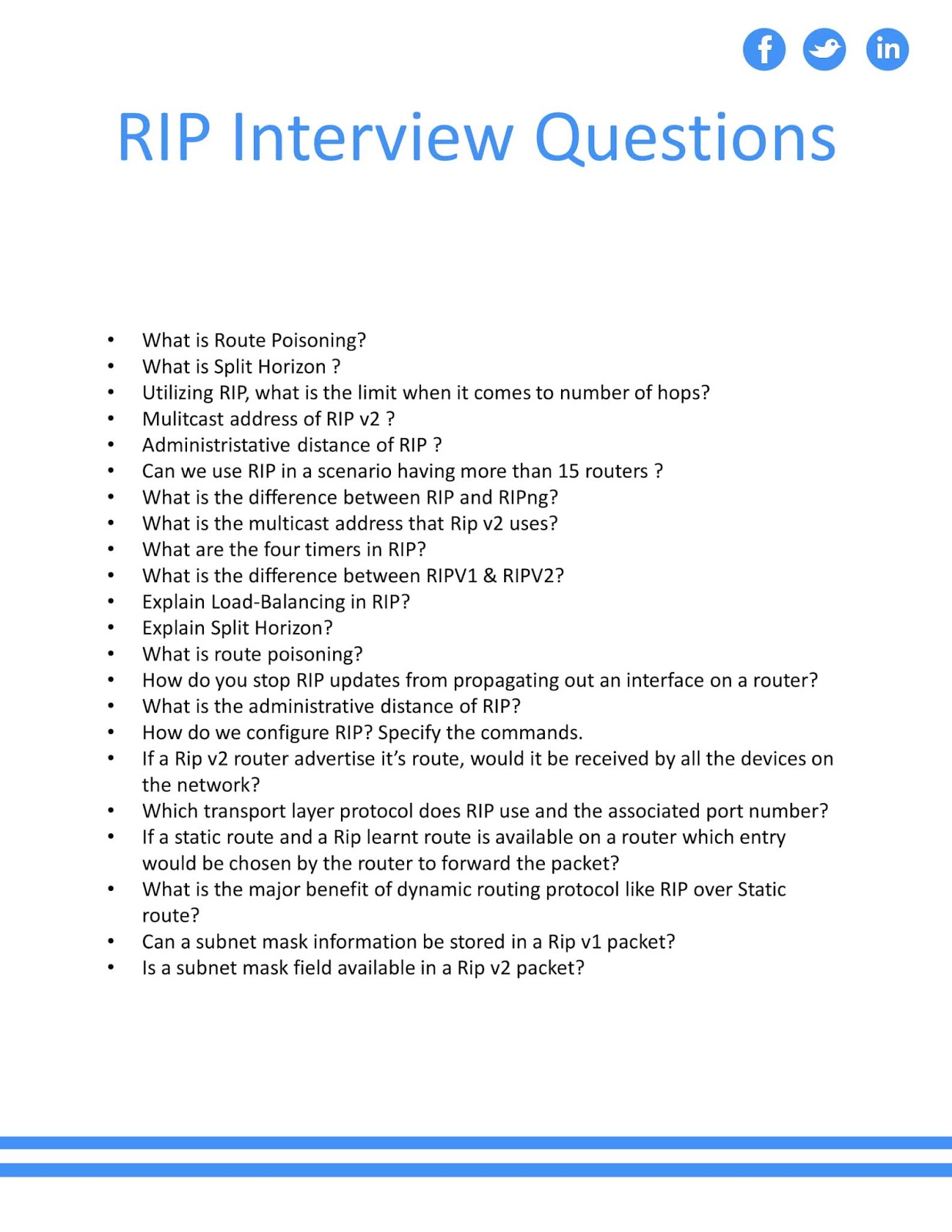 Routing Information Protocol (RIP) Interview Questions
