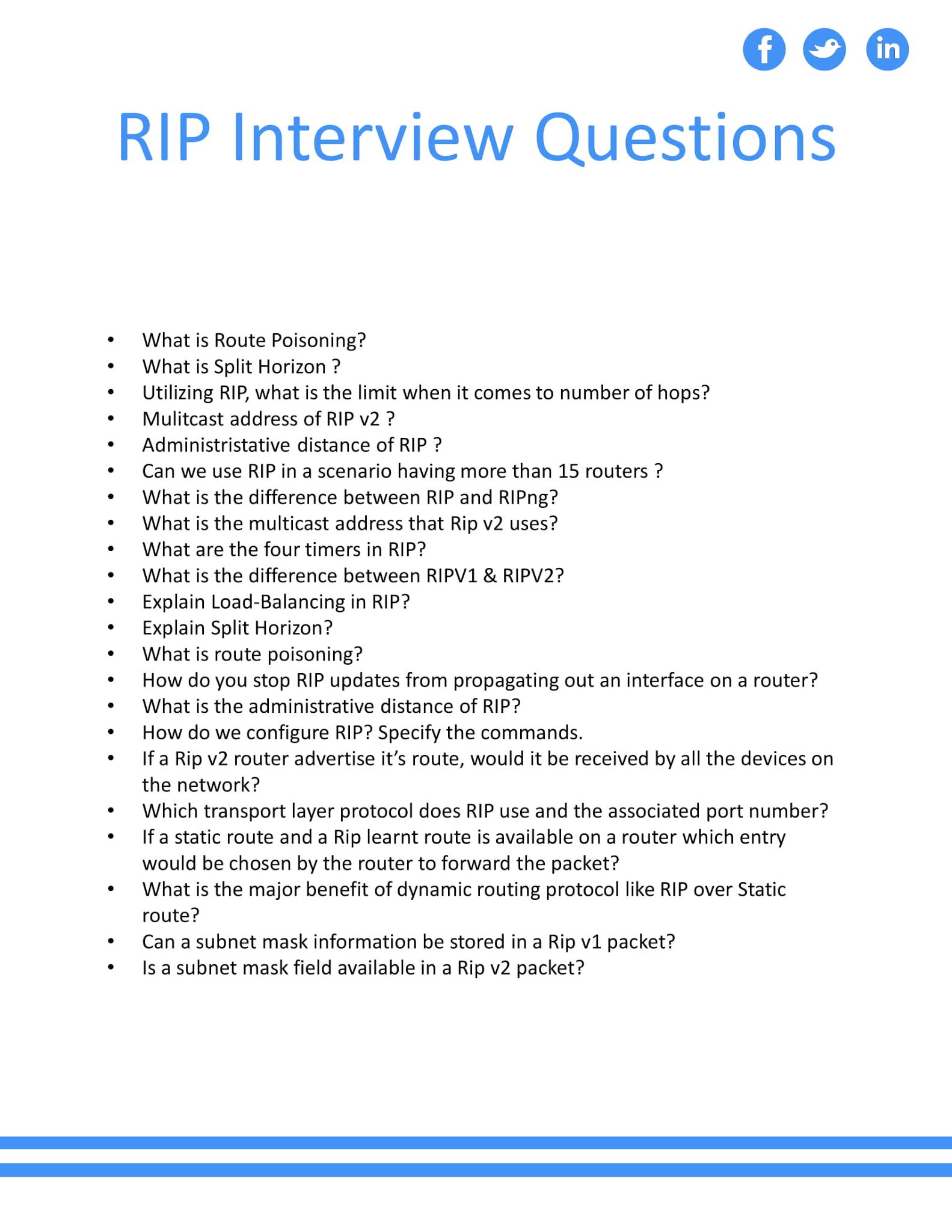Routing Information Protocol (RIP) Interview Questions