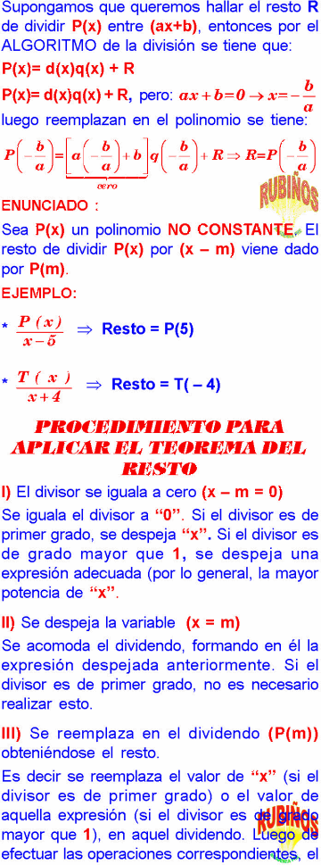 Teorema Del Resto Ejercicios Resueltos Pdf