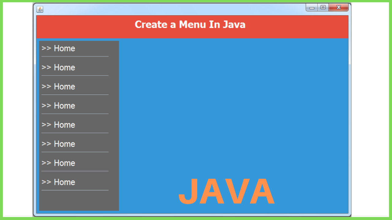 Java меню