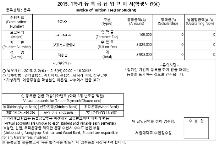 sosal: seoul national university graduate school tuition