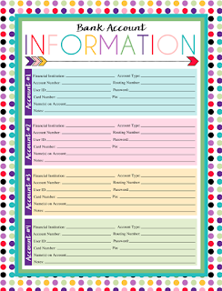 Free Printable Bank Account Information Log | A series of over 30 free organizational printables from ishouldbemoppingthefloor.com | Three Designs & Instant Downloads