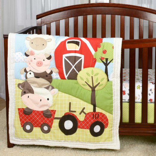 Tractor Theme Bedding For Kids From Baby S Crib To Toddler On Up Tractor Crib Baby Bedding For Nursery Comforter Sheet Skirt