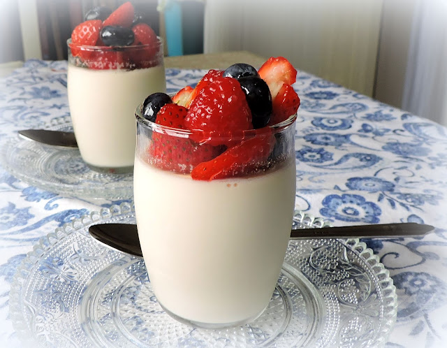 Simple Panna Cotta with Mixed Berries