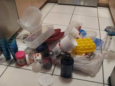 plastics cupboard  contents