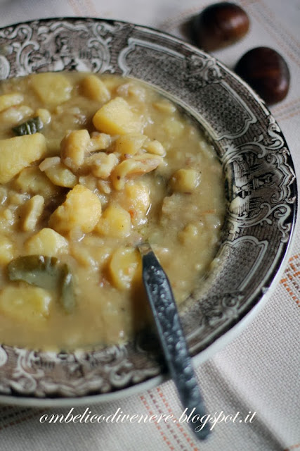 zuppa di castagne patate e cipolle