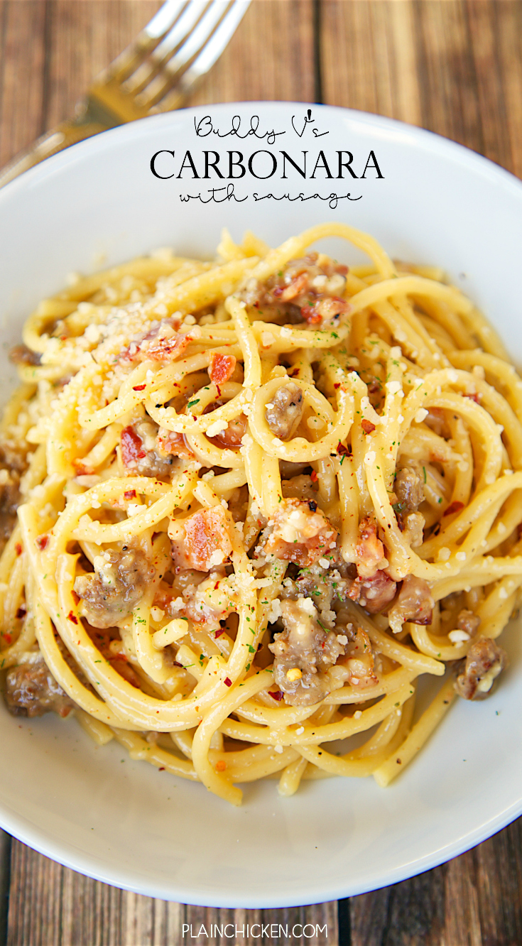 Buddy V's Carbonara with Sausage Plain Chicken