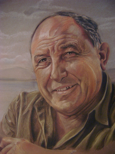 Retrato de un hombre a pastel. Eva Carballares Retrato de un hombre sonriendo a pastel