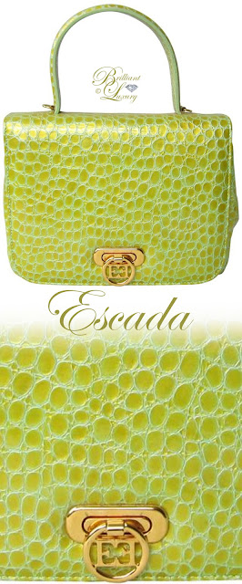 ♦1980'S Escada green Reptile embossed leather bag #pantone #bags #green #brilliantluxury