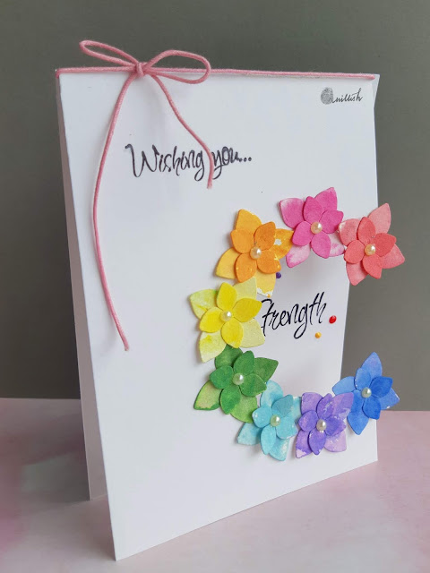 floral card, Diecut, die cutting, CAS-ual Fridays,  diecut flowers, encouragement cards, Quillish, water colouring, distress inks