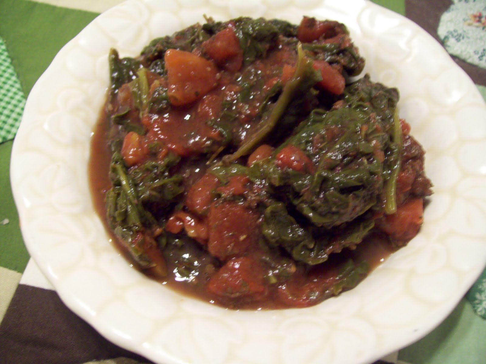 The Newfangled Country Gardener Collard Greens and Tomatoes my