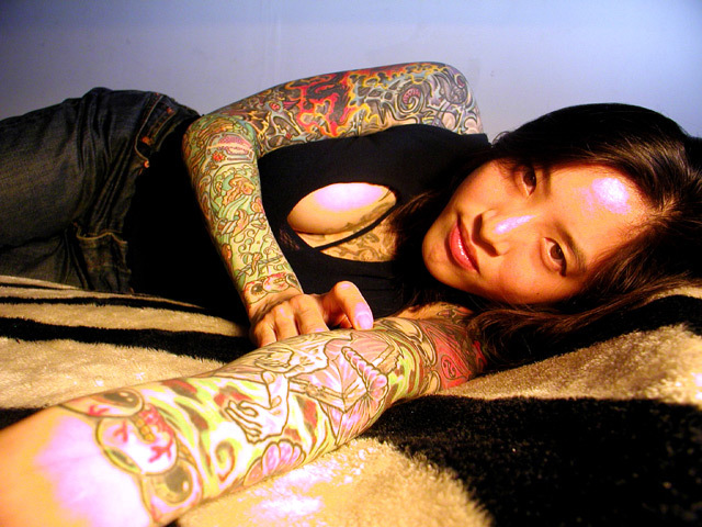 Girl full tattoo body art design