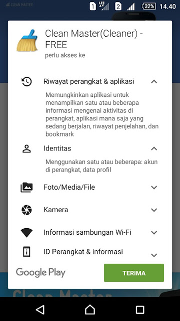 Permission sebelum menginstall aplikasi developer Cheetah Mobile Permission sebelum menginstall aplikasi developer Cheetah Mobile