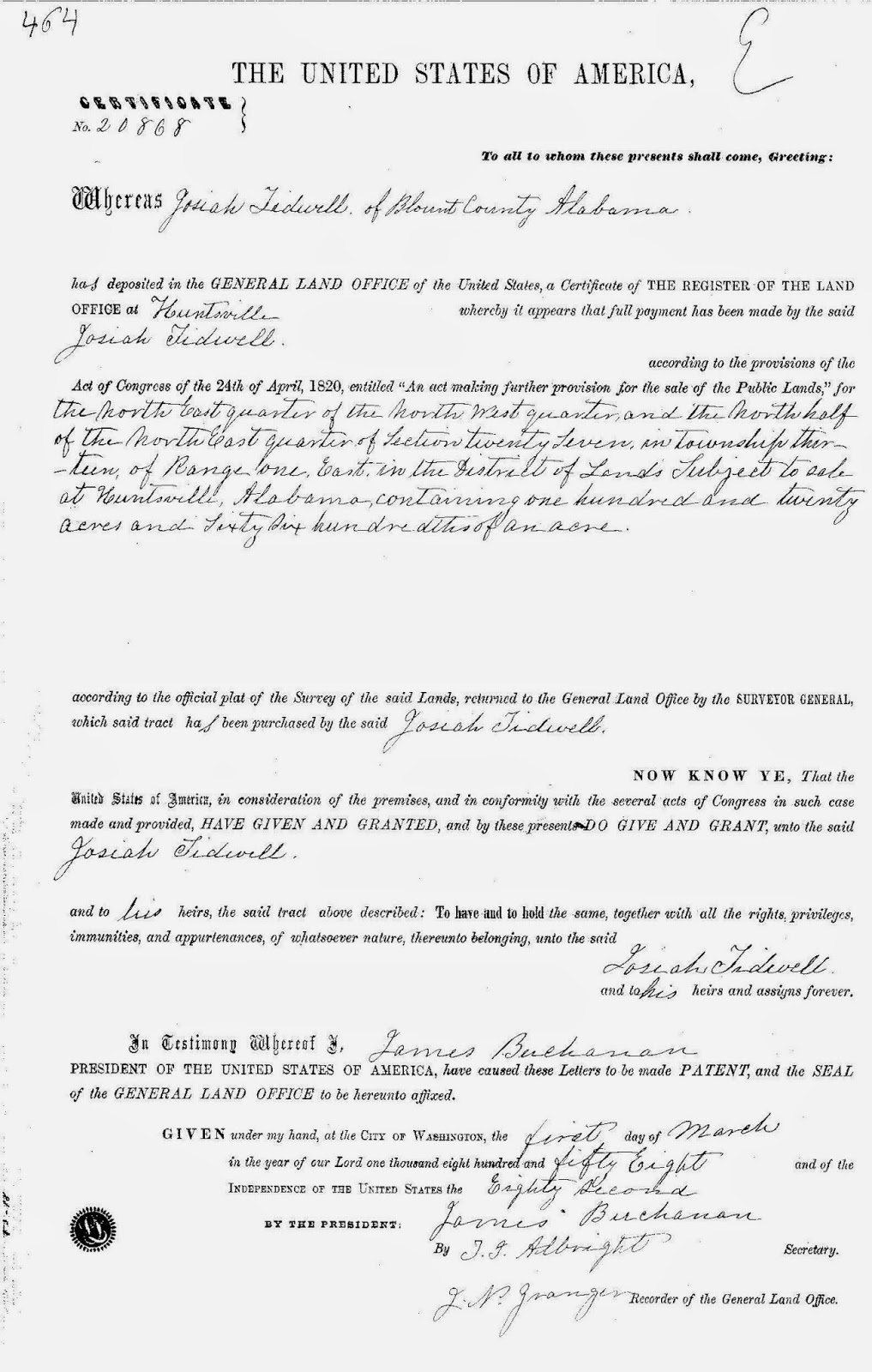 Roots, Branches, and a Few Nuts Josiah Tidwell 17891862 52Ancestors 33