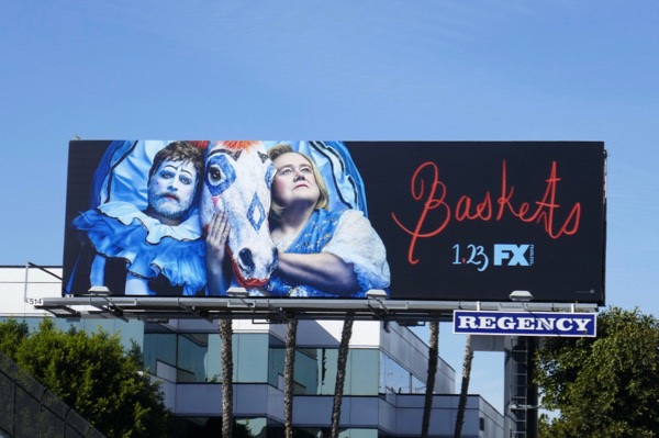Baskets season 3 clown horse billboard Baskets season 3 clown horse billboard