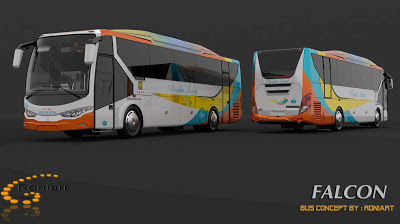 Design bus 3D Falcon PO Rosalia Indah Livery