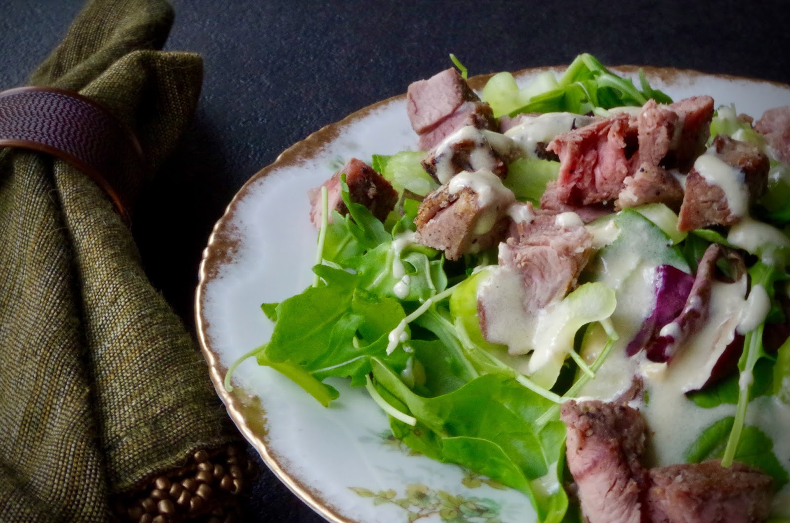 AllinOne Lamb Salad with Horseradish, Watercress (or Arugula), and Celery
