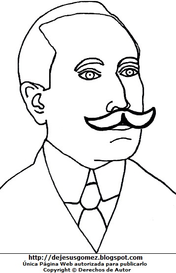 Amado Nervo sin pintar Dibujo de Amado Nervo joven para colorear o pintar. Ilustración de Amado Nervo de Jesus Gómez