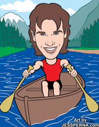 Man Rowing Boat Caricature
