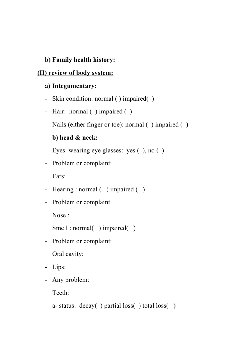 Assessment sheet for elderly person شيت للمسنين
