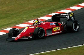 Alboreto at the wheel of the Ferrari in which he  finished runner-up to Alain Prost in 1985