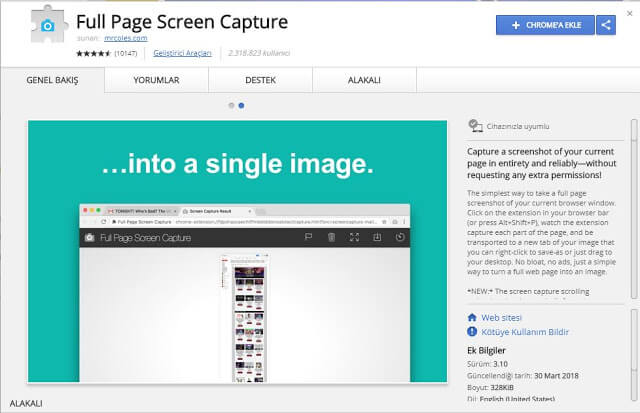 أفضل 8 اضافات لمتصفح جوجل كروم Full Page Screen Capture