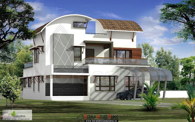 Kerala House Plans Designs Floor, Curved Roof House Plans