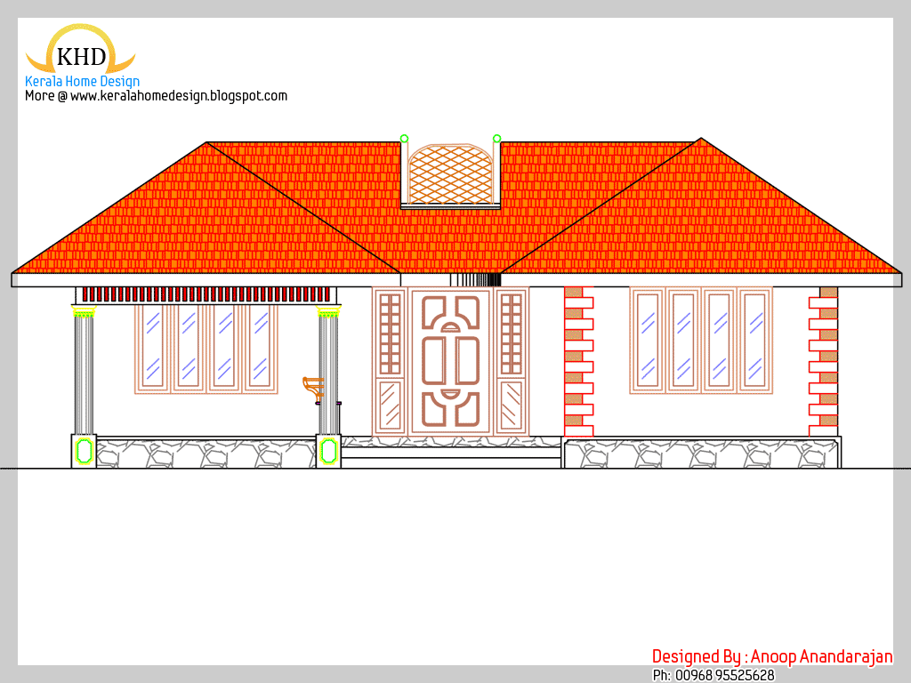 Single Floor House Plan and Elevation - 1170 Sq. ft - Kerala home