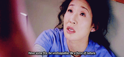 Cristina Yang diciéndole a Meredith que sea imparable