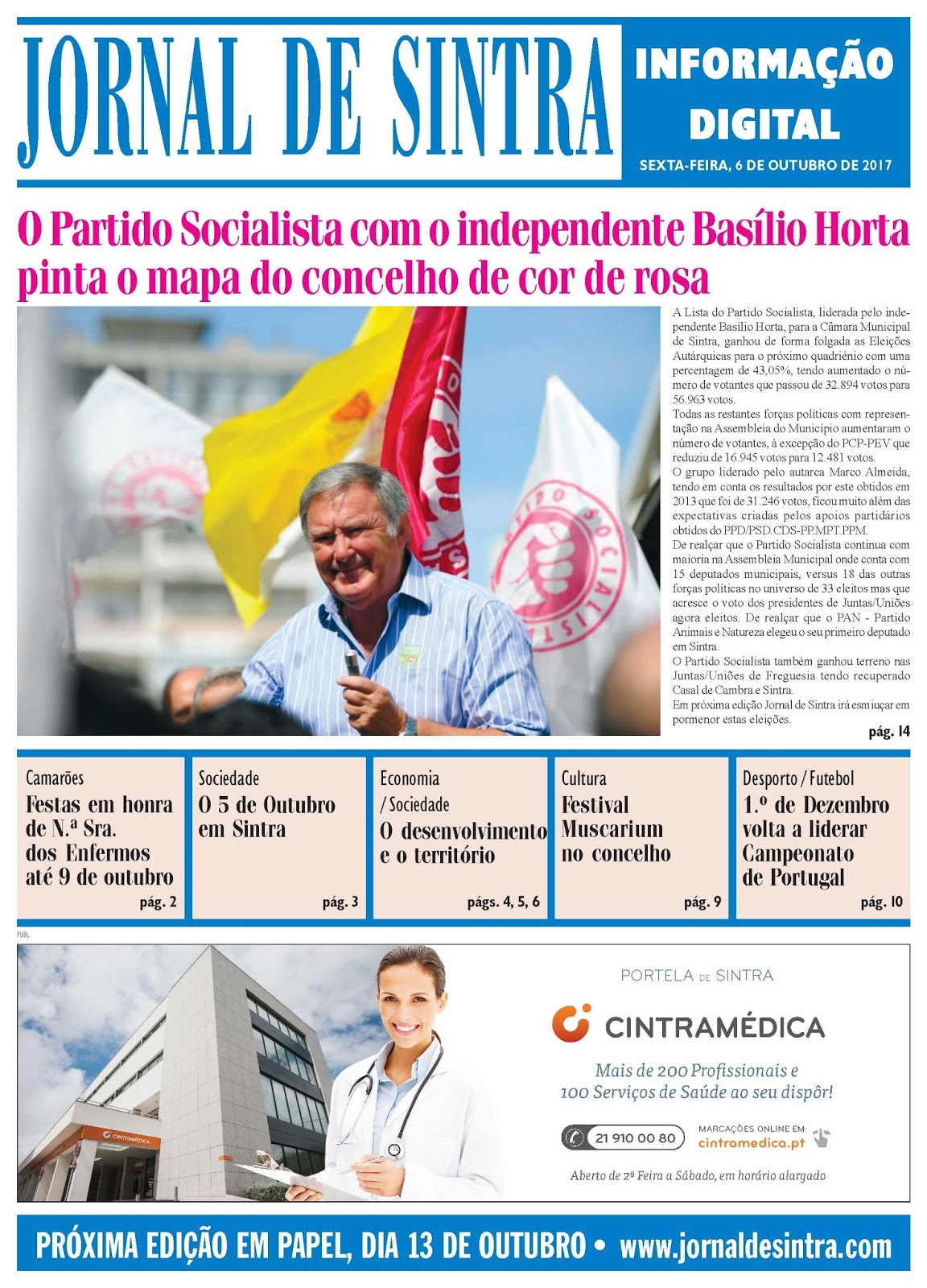 Capa da edição de 06-10-2017 Capa da edição de 06-10-2017