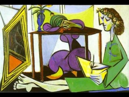 Mulher em frente ao espelho - Pablo Picasso. Mulher em frente ao espelho, pintura de Pablo Picasso.