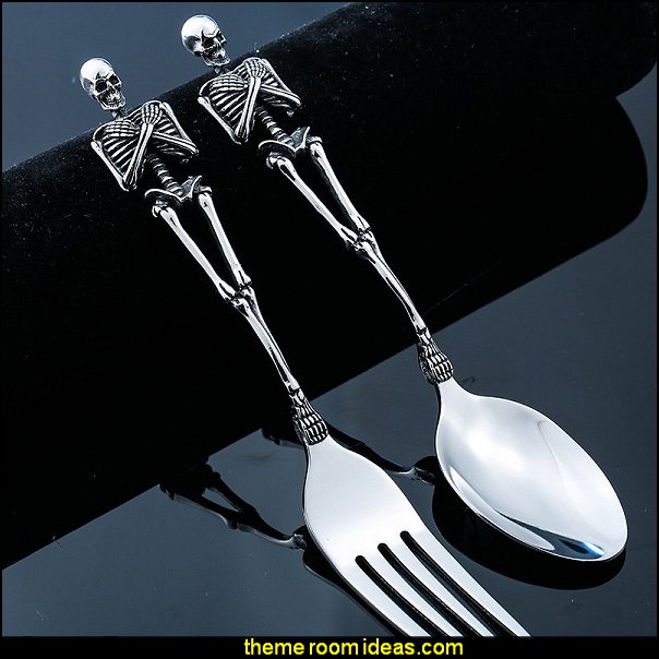 Skeleton Handle Cutlery Fork & Spoon Set Gothic kitchen decor - gothic kitchenware - gothic dinnerware - skulls kitchen decorations - bat kitchen decor dracula vampires - Halloween kitchen decorating - skeletons kitchen decor - zombie kitchen stuff - Gothic home decor - Gothic wall decor Skeleton Handle Cutlery Fork & Spoon Set Gothic kitchen decor - gothic kitchenware - gothic dinnerware - skulls kitchen decorations - bat kitchen decor dracula vampires - Halloween kitchen decorating - skeletons kitchen decor - zombie kitchen stuff - Gothic home decor - Gothic wall decor