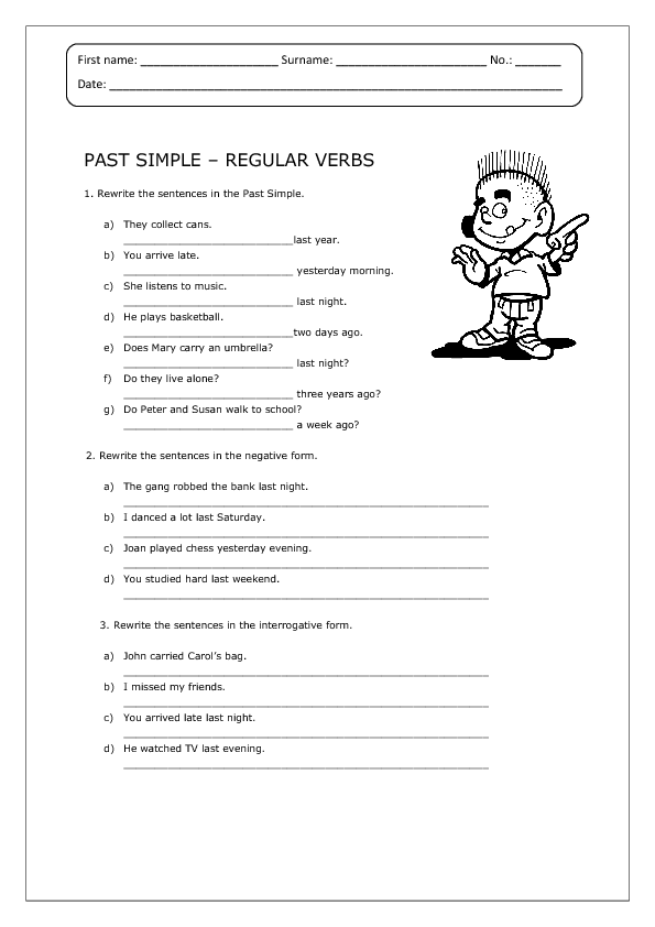 Past Simple Regular Verbs My English Printable Worksheets