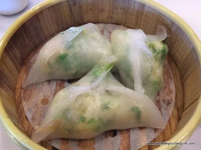 pea sprout-prawn dumplings at  Hong Kong Flower Lounge restaurant in Millbrae, California