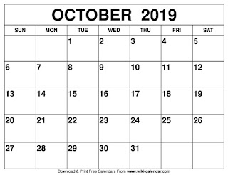 Free Printable Calendar October 2019 Free Printable Calendar October 2019
