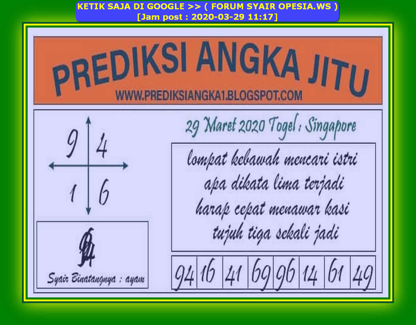 1 New Message Kode Syair Singapore 29 Maret 2020 Forum Syair Togel Hongkong Singapura Sydney