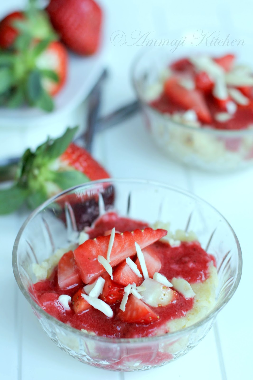 Semolina Pudding with Strawberry Sauce Indian Food Recipes Ammaji